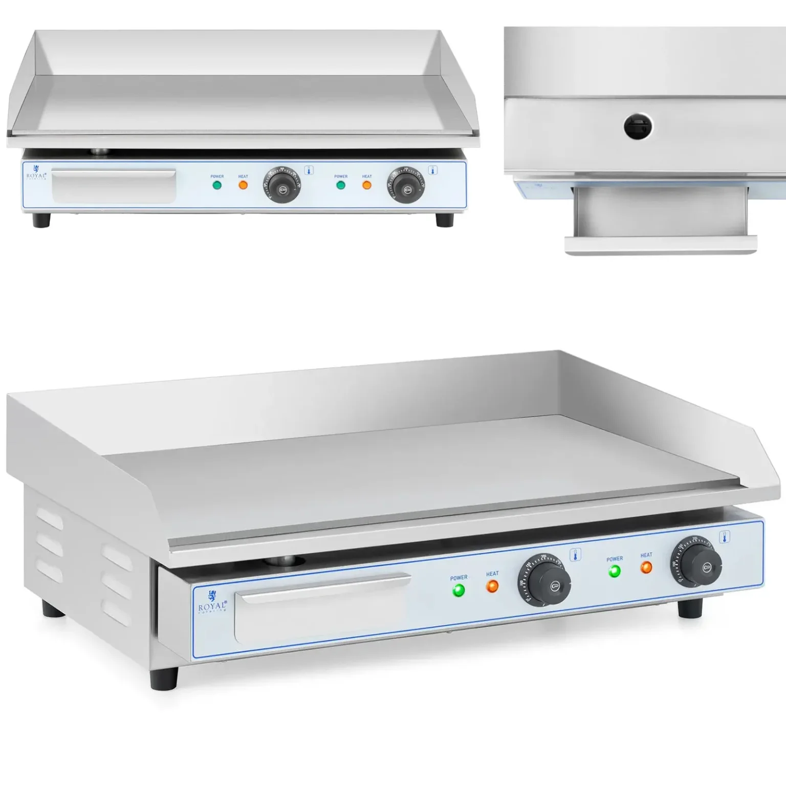 Kétoldalas sima elektromos grilllap 730 x 400 mm 2 x 2200 W