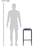 Loft stílusú fém bárszék fekete és kék kárpitozással - 2 db. 2