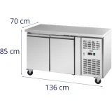 Masă frigorifică pentru catering pe roți, 2 compartimente, 260 L, 136x70x85 cm 7