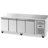 Masă frigorifică comercială cu margine înaltă, pe roți, 4 compartimente, 550 L, 223x70x95 cm 2