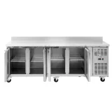 Masă frigorifică comercială cu margine înaltă, pe roți, 4 compartimente, 550 L, 223x70x95 cm 5