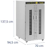 Ipari élelmiszer-, gyógynövény- és gyümölcsszárító, 24 tálca, 40–90 °C, 5850 W 7