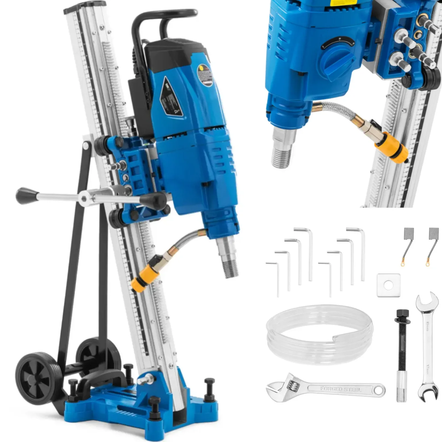 Mașină de găurit verticală cu carotă diamantată pentru beton și piatră, cu trepied, 3700 W, diametru 350 mm Mașină de găurit verticală cu carotă diamantată pentru beton și piatră, cu trepied, 3700 W, diametru 350 mm