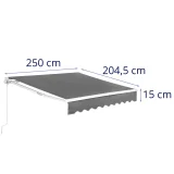 Kézi behúzható erkély-/terasz-napellenző 200 x 250 cm – szürke 7