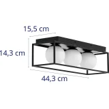Modern, 3 lámpás E9 mennyezeti lámpa – üveggömbök keretben 6