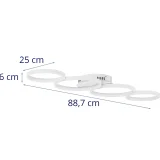 Modern LED mennyezeti lámpa távirányítóval – 4 fehér kör 7
