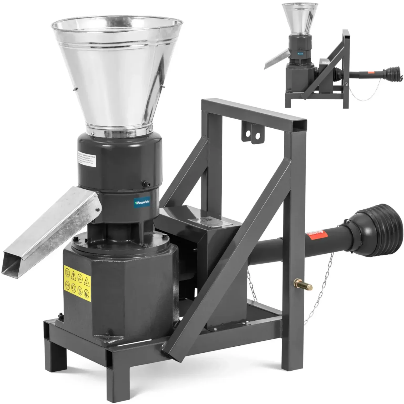 Presă de pelete pentru producerea de pelete din rumeguș, diametru 230 mm, 400 kg/h, 28 CP Presă de pelete pentru producerea de pelete din rumeguș, diametru 230 mm, 400 kg/h, 28 CP