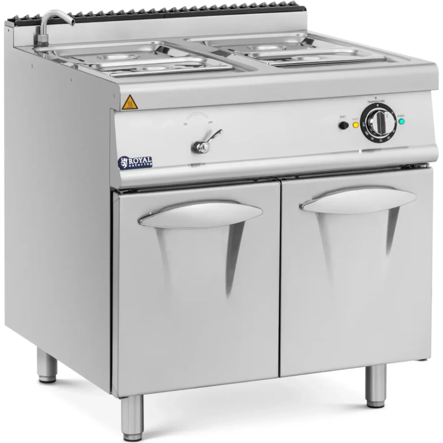 Električni bain-marie s ormarićem i slavinom, 2x GN 1/2, 2x GN 1/3, 6000 W Električni bain-marie s ormarićem i slavinom, 2x GN 1/2, 2x GN 1/3, 6000 W