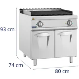 Elektromos láva grill kövekkel, 50–300 °C, 8,1 kW, 400 V 6