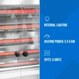 Gázos forgóspit akár 25 csirkéhez, 5 nyárssal, propán-bután, 25 kW 5