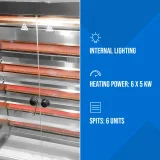 Gázos forgóspit akár 30 csirkéhez, 6 nyárssal, propán-bután, 30 kW 5
