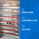Gázos forgóspit akár 40 csirkéhez, 8 nyárssal, propán-bután, 40 kW 4