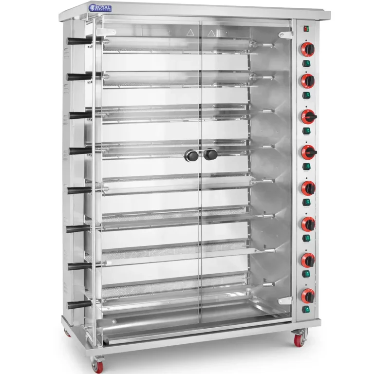 Gázos forgóspit akár 40 csirkéhez, 8 nyárssal, propán-bután, 40 kW