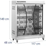 Elektromos csirkesütő, 6 nyárssal 36 csirkéhez, 12 000 W 6