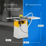 200 mm átmérőjű, 400 V-os, 1100 W-os asztali körfűrész faanyaghoz 10