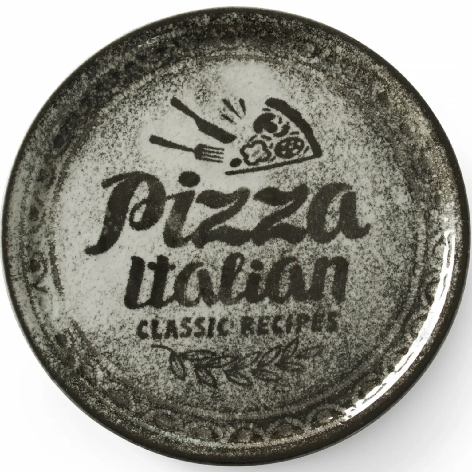 Receptgyűjtemény Fekete porcelán pizzatál, 33 cm átmérőjű - 6 darabos szett