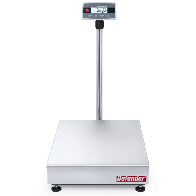 OHAUS DEFENDER 2500 LCD 50x60 cm-es, 150 kg / 50 g-os raktári platformmérleg hitelesítéssel