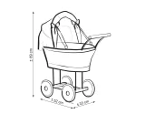 Wicker dolls' pram with yellow bedding and padding NATALIA natural 2
