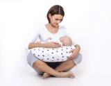 Breastfeeding Pillow Nursing Croissant Pillow, removable, Hands-Free Feeding - Pink dots 3