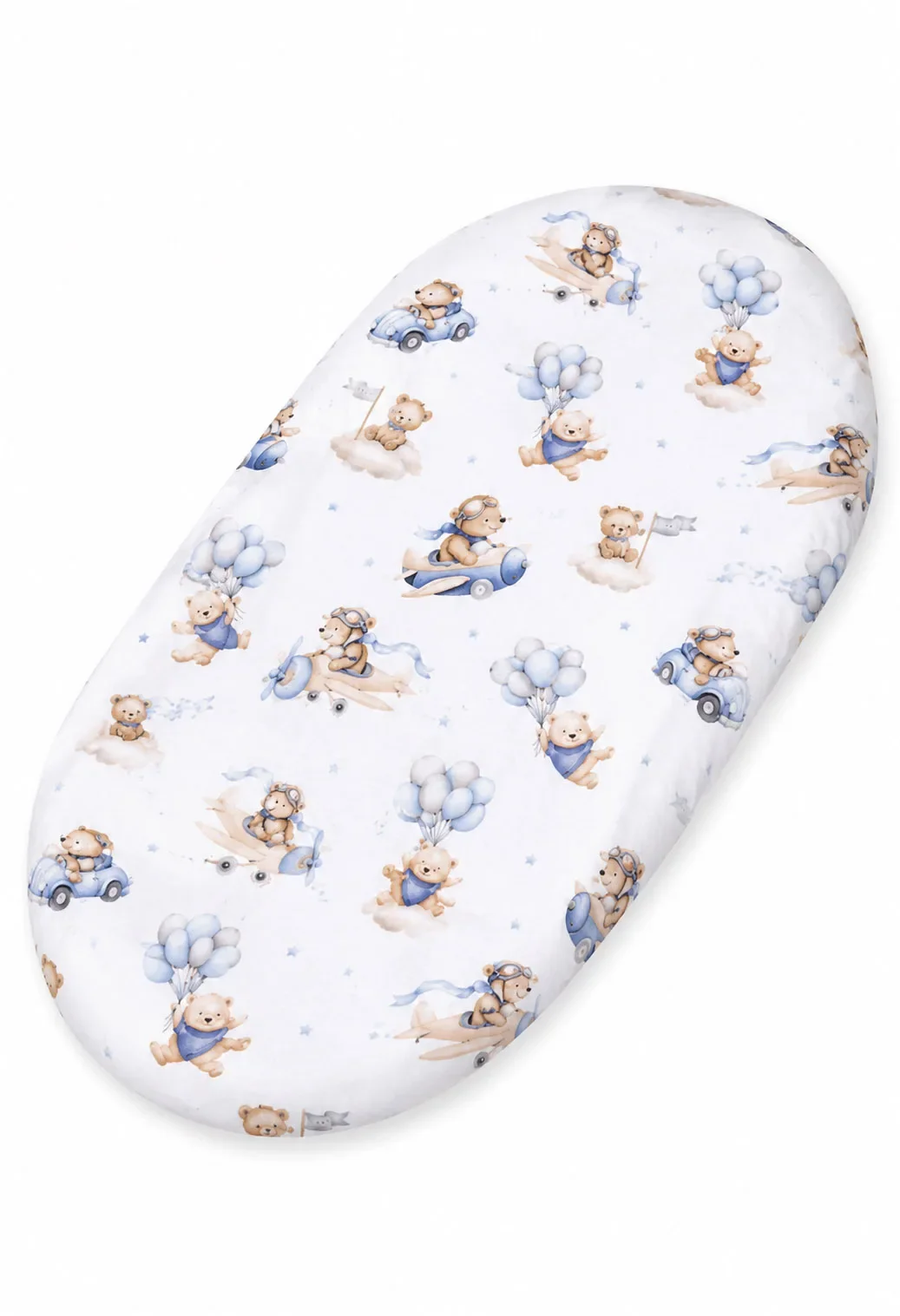 Sheet made of cotton for moses basket mattress 75x35 cm - Blue Sky Bears