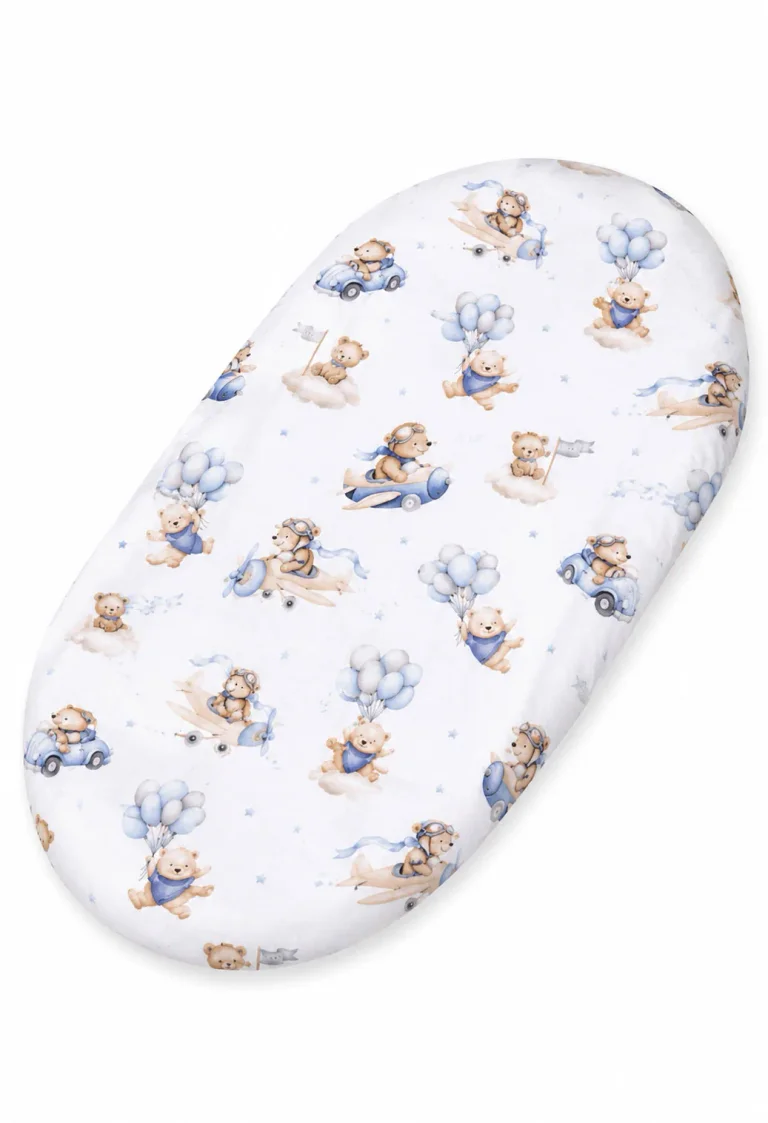 Sheet made of cotton for moses basket mattress 75x35 cm - Blue Sky Bears