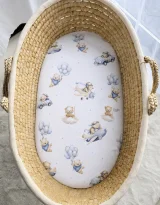 Sheet made of cotton for moses basket mattress 75x35 cm - Blue Sky Bears 3