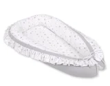Baby nest with a ruffle - mini gray stars/gray