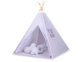 Teepee tent for kids +play mat + decorative feathers - grey rosette 4