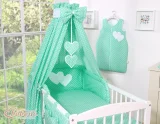 Bedding set 5-pcs 120x90 - Hanging Hearts white dots on mint 6