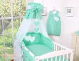 Bedding set 5-pcs 120x90 - Hanging Hearts white dots on mint 12