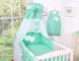 Bedding set 5-pcs 120x90 - Hanging Hearts white dots on mint 9