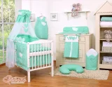 Bedding set 5-pcs 120x90 - Hanging Hearts white dots on mint 10