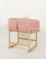 Moses basket BOHO Handmade with cradle - pastel pink
