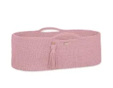 Moses basket BOHO Handmade cotton with mattress - pastel pink 2