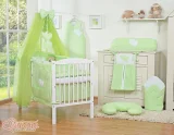 Large mosquito net for baby's bed made of chiffon with hanging hearts and a bow - green 3