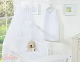 Large mosquito net for baby's bed made of chiffon with hanging hearts and a bow - white 3