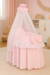 Wicker crib for doll Moses basket for dolls with drape LITTLE PRINCESS pink 7