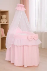 Wicker crib for doll Moses basket for dolls with drape LITTLE PRINCESS pink 5