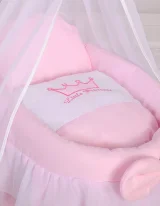Wicker crib for doll Moses basket for dolls with drape LITTLE PRINCESS pink 4