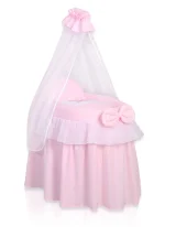 Wicker crib for doll Moses basket for dolls with drape LITTLE PRINCESS pink