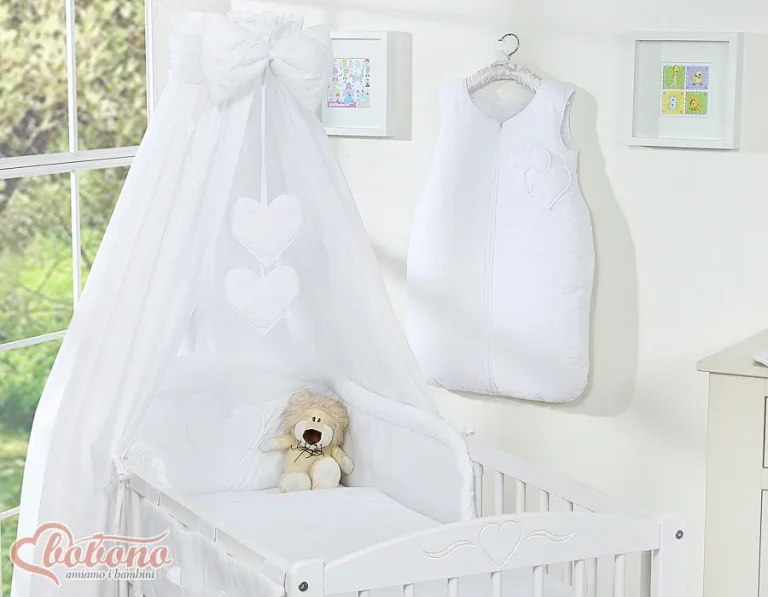 Canopy made of fabric- Hanging Hearts white
