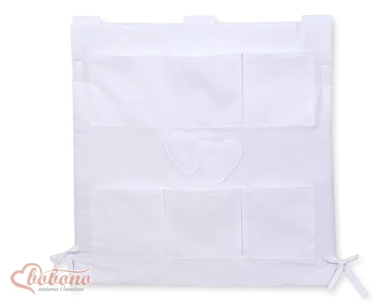 Cot tidy- Hanging Hearts white