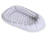 Baby nest double-sided Premium Cocoon for infants BOBONO- dots on grey/ grey strips 3