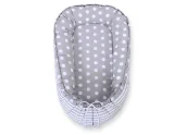 Baby nest double-sided Premium Cocoon for infants BOBONO- dots on grey/ grey strips 4